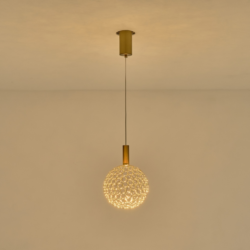 LED ljuskrona med textilsladd LED/6,3W/230V 3000K skinande krom diameter 20 cm