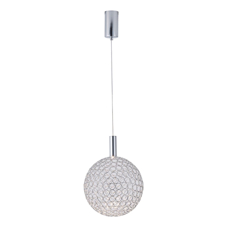 LED ljuskrona med textilsladd LED/6,3W/230V 3000K skinande krom diameter 25 cm