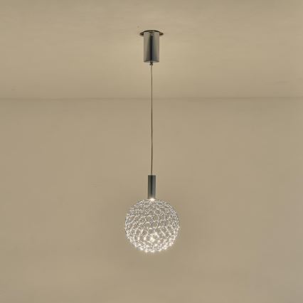 LED ljuskrona med textilsladd LED/6,3W/230V 3000K skinande krom diameter 25 cm