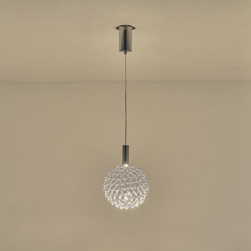 LED ljuskrona med textilsladd LED/6,3W/230V 3000K skinande krom diameter 25 cm