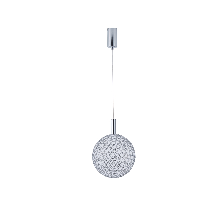 LED ljuskrona med textilsladd LED/6,3W/230V 3000K skinande krom diameter 25 cm