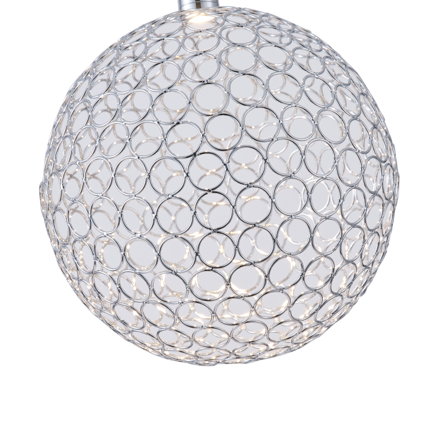 LED ljuskrona med textilsladd LED/6,3W/230V 3000K skinande krom diameter 25 cm