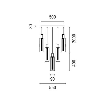 LED ljuskrona med textilsladd LED/60W/230V 3000K