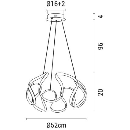 LED ljuskrona med textilsladd LED/60W/230V 3000K vit