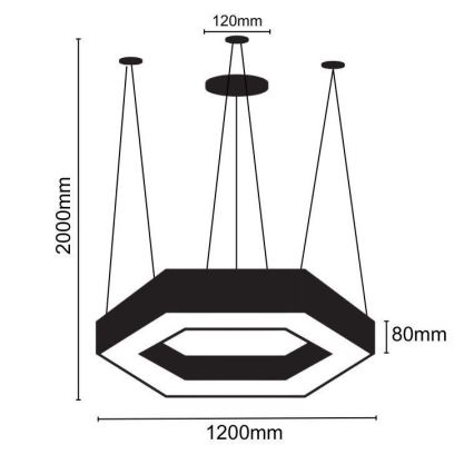 LED ljuskrona med textilsladd LED/60W/230V 4000K diameter 120 cm