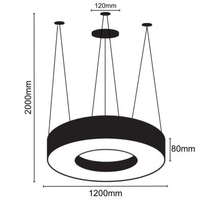 LED ljuskrona med textilsladd LED/60W/230V 4000K diameter 120 cm svart