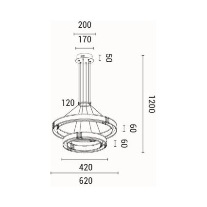 LED ljuskrona med textilsladd LED/62W/230V 3000K 62x120 cm