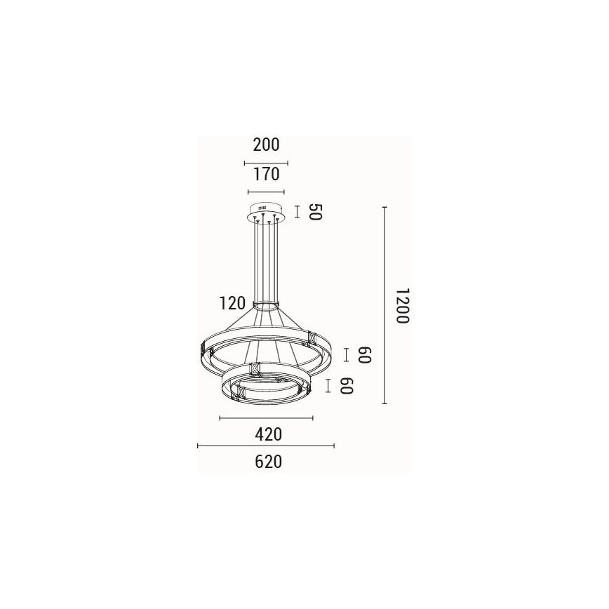 LED ljuskrona med textilsladd LED/62W/230V 3000K 62x120 cm