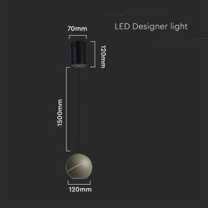 LED ljuskrona med textilsladd LED/8,5W/230V 3000K grå