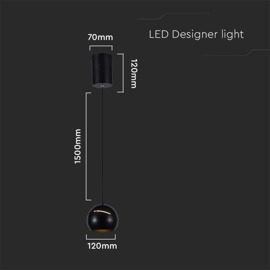 LED ljuskrona med textilsladd LED/8,5W/230V 3000K svart