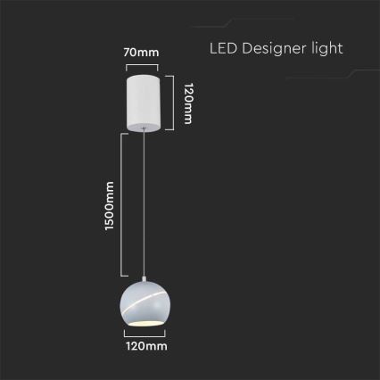 LED ljuskrona med textilsladd LED/8,5W/230V 3000K vit