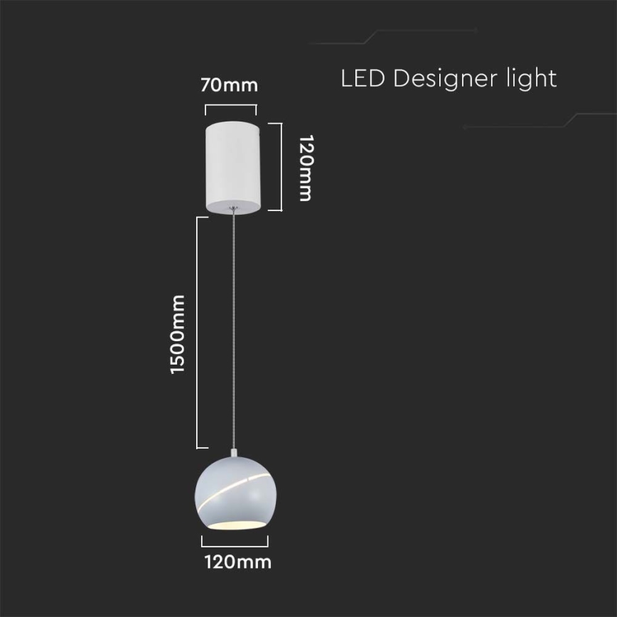 LED ljuskrona med textilsladd LED/8,5W/230V 3000K vit