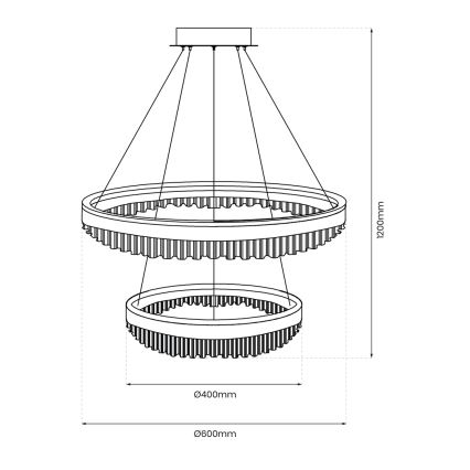 LED ljuskrona med textilsladd LED/85W/230V diameter 60 cm guld