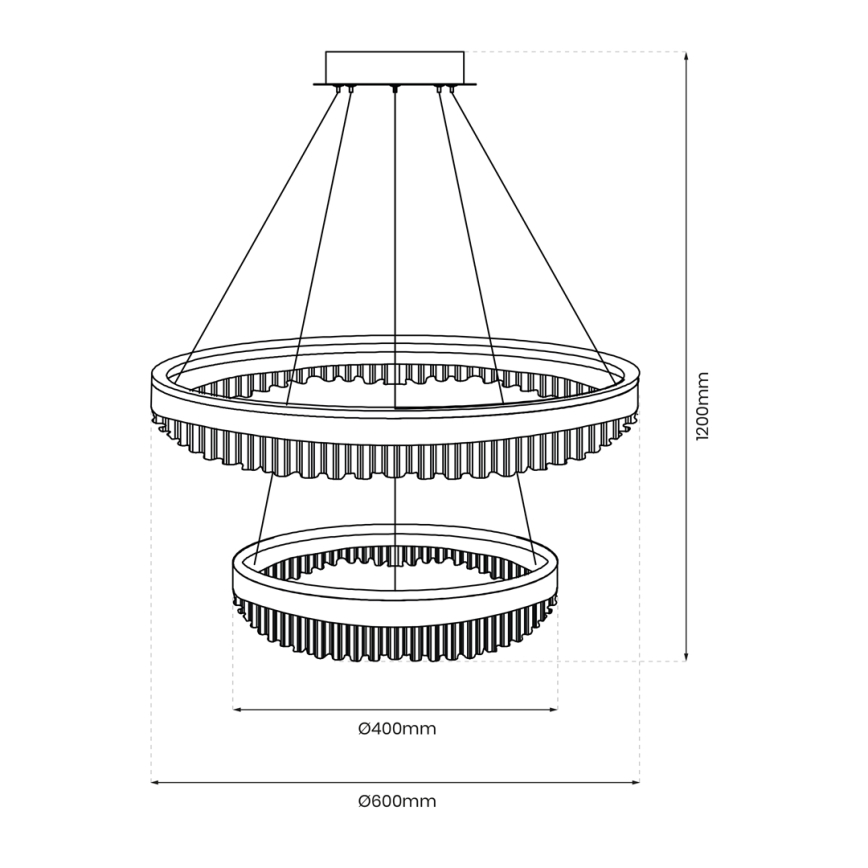 LED ljuskrona med textilsladd LED/85W/230V diameter 60 cm guld