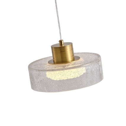 LED ljuskrona med textilsladd LED/8W/230V 3000K guld/genomskinlig pr. 20 cm