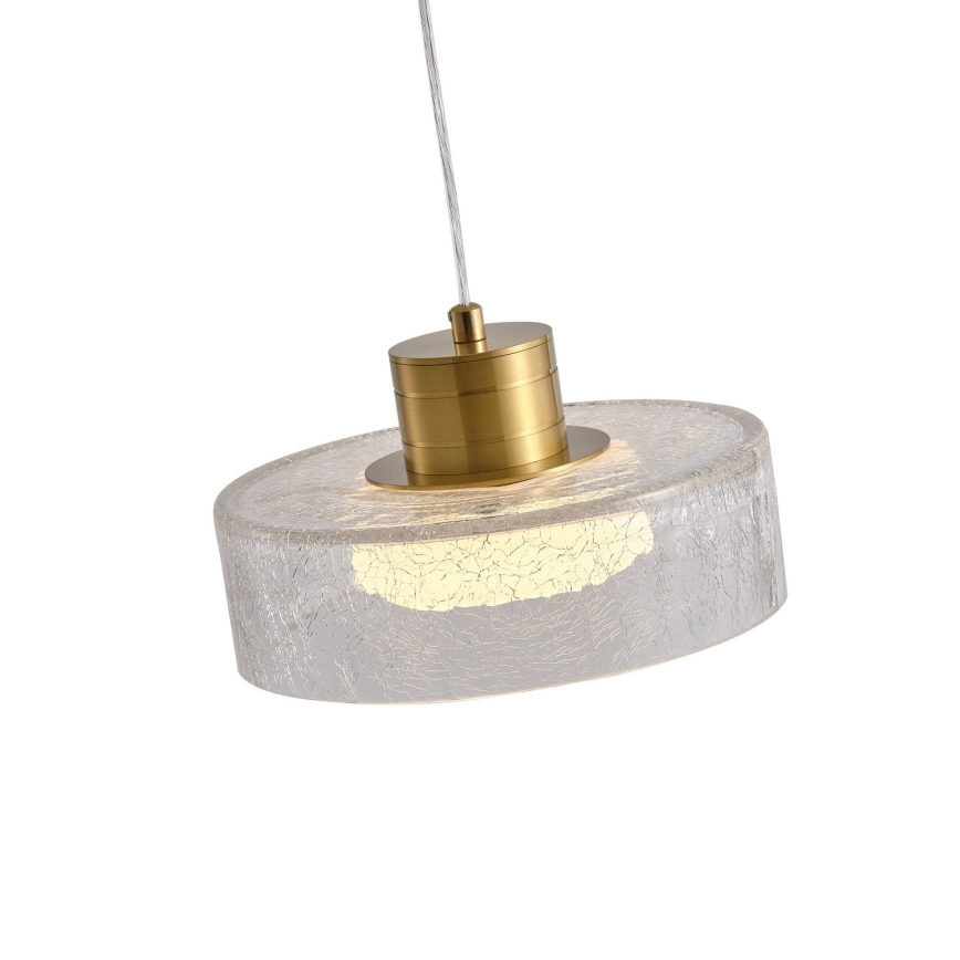 LED ljuskrona med textilsladd LED/8W/230V 3000K guld/genomskinlig pr. 20 cm
