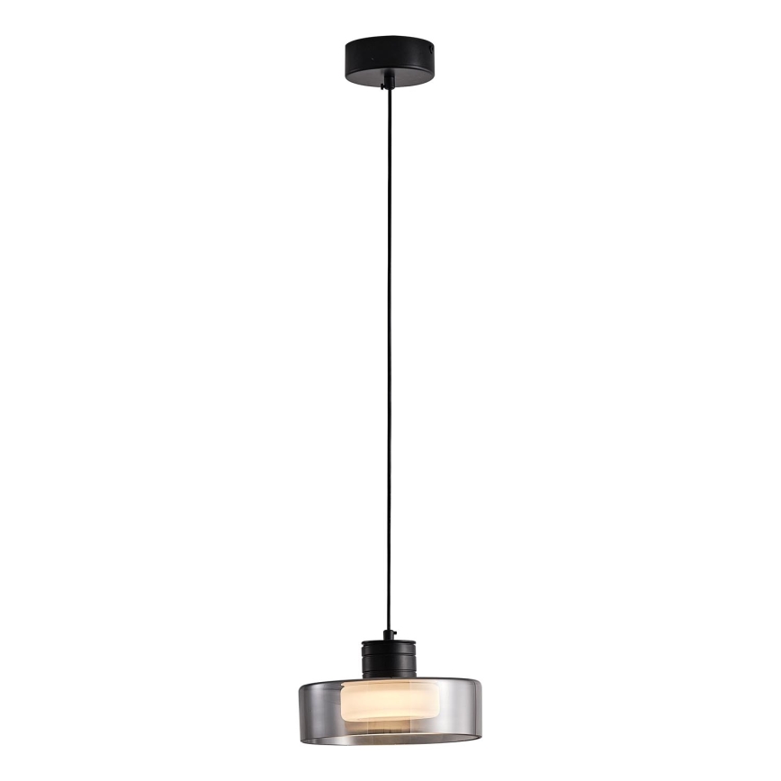 LED ljuskrona med textilsladd LED/8W/230V 3000K svart/rökig pr. 20 cm