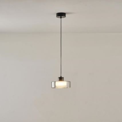 LED ljuskrona med textilsladd LED/8W/230V 3000K svart/rökig pr. 20 cm