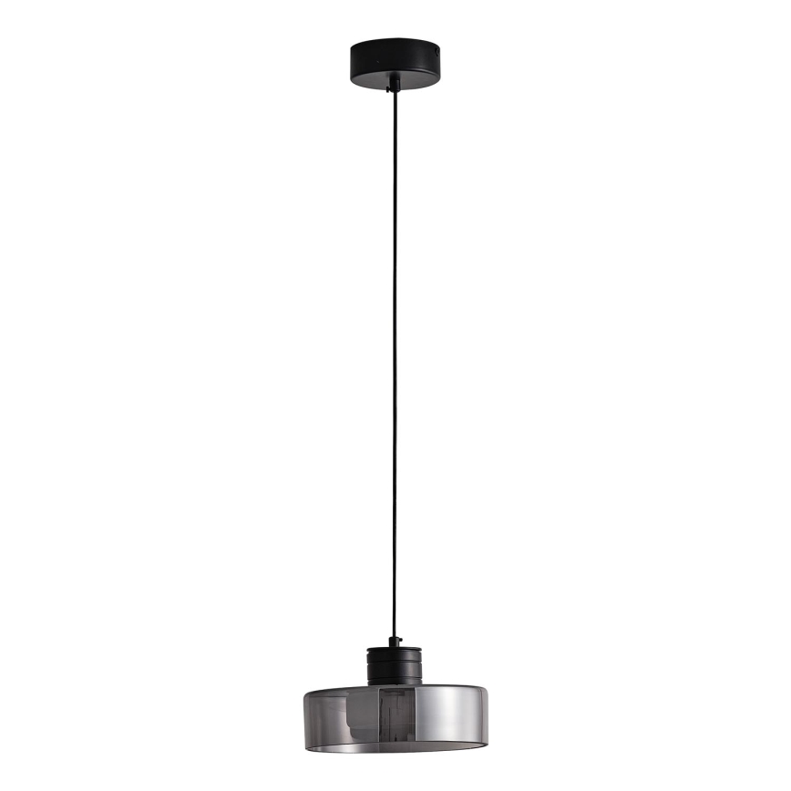 LED ljuskrona med textilsladd LED/8W/230V 3000K svart/rökig pr. 20 cm