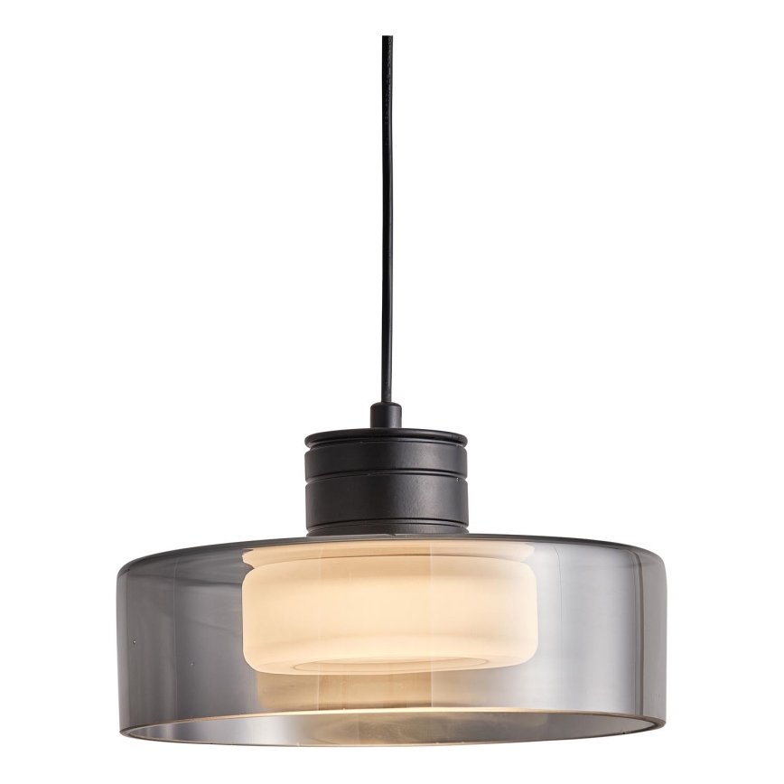 LED ljuskrona med textilsladd LED/8W/230V 3000K svart/rökig pr. 20 cm