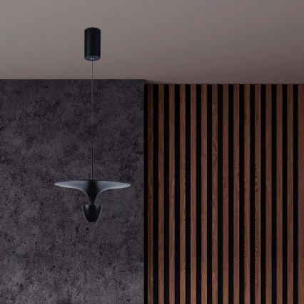 LED ljuskrona med textilsladd LED/9W/230V 3000K svart
