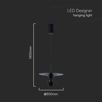 LED ljuskrona med textilsladd LED/9W/230V 3000K svart
