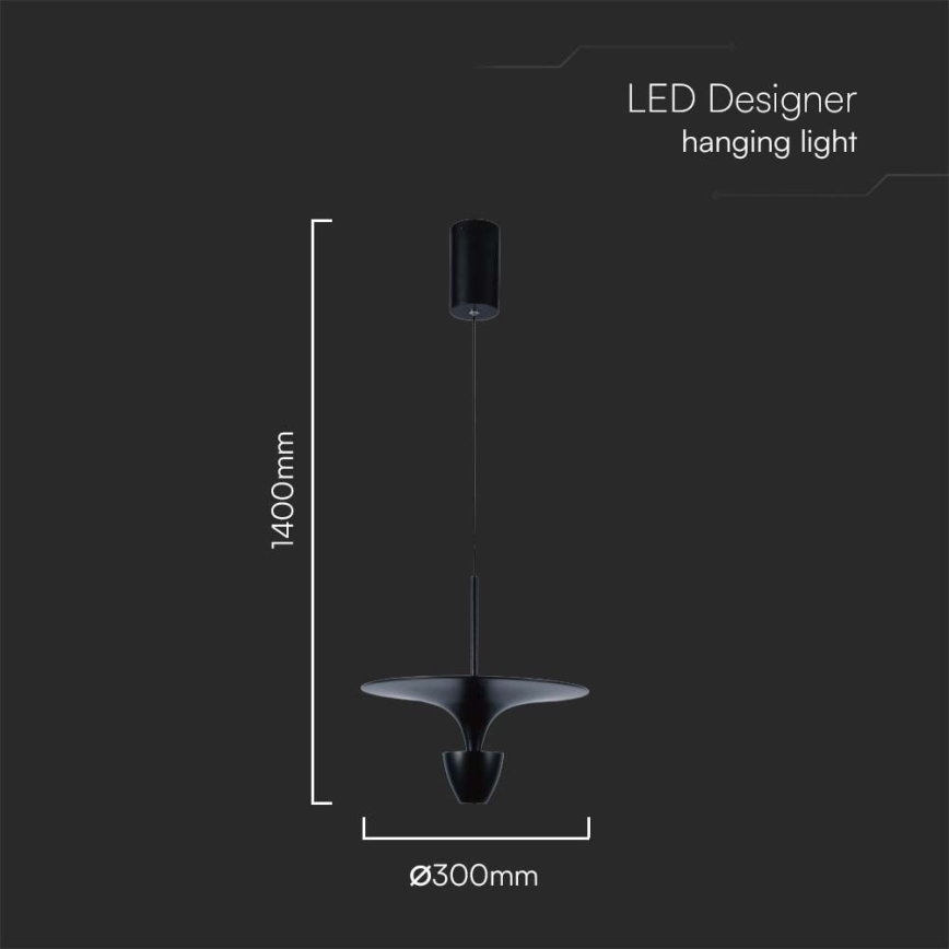 LED ljuskrona med textilsladd LED/9W/230V 3000K svart