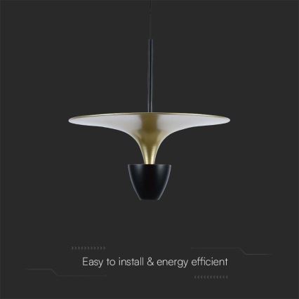 LED ljuskrona med textilsladd LED/9W/230V 4000K svart/guld