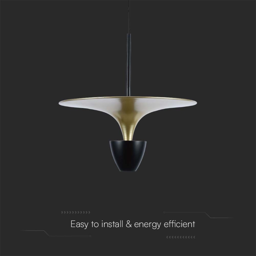 LED ljuskrona med textilsladd LED/9W/230V 4000K svart/guld