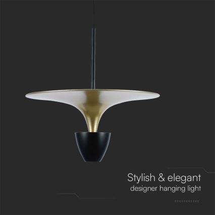 LED ljuskrona med textilsladd LED/9W/230V 4000K svart/guld