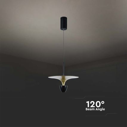 LED ljuskrona med textilsladd LED/9W/230V 4000K svart/guld