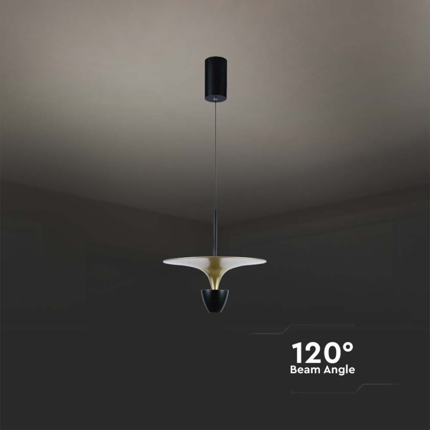 LED ljuskrona med textilsladd LED/9W/230V 4000K svart/guld