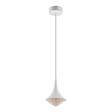 LED ljuskrona med textilsladd LED/9W/230V diameter 14 cm vit