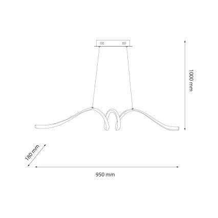 LED ljuskrona med textilsladd LOOP LED/28W/230V svart