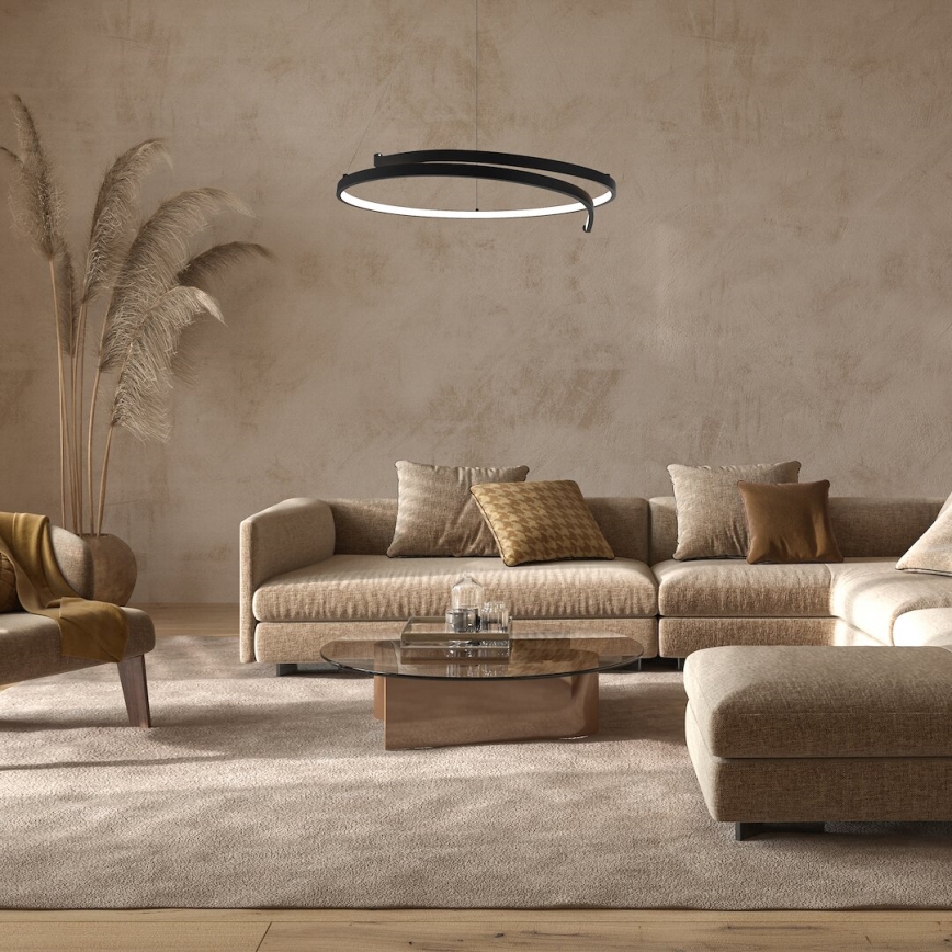 LED ljuskrona med textilsladd LORENZO LED/35W/230V svart