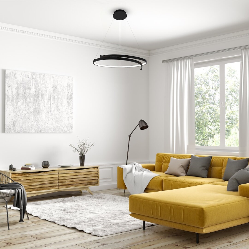 LED ljuskrona med textilsladd LORENZO LED/35W/230V svart