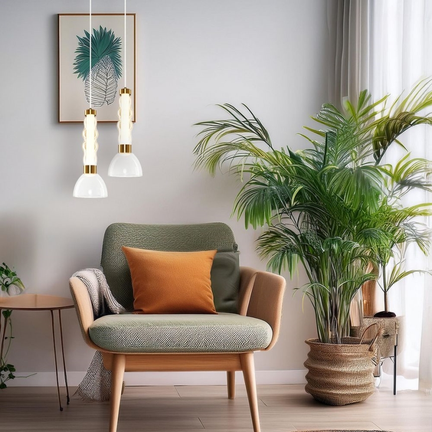 LED ljuskrona med textilsladd LUCCO LED/13W/230V diameter 15 cm guld