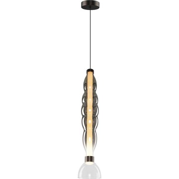 LED ljuskrona med textilsladd LUCCO LED/18W/230V diameter 15 cm rökig