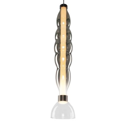 LED ljuskrona med textilsladd LUCCO LED/18W/230V diameter 15 cm rökig
