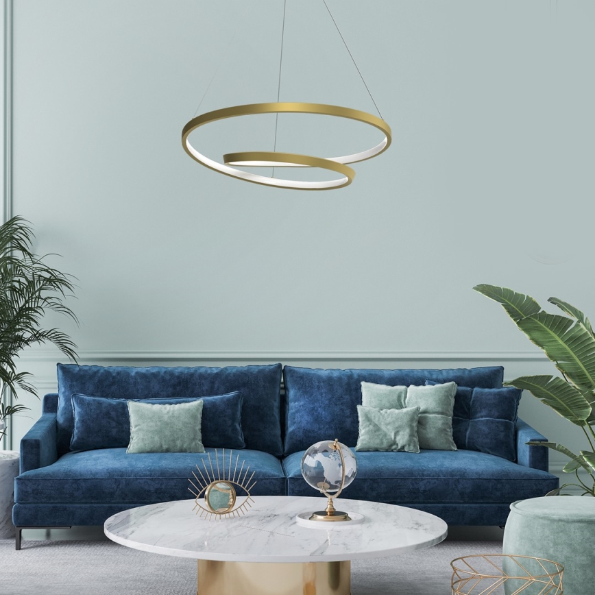 LED ljuskrona med textilsladd LUCERO LED/48W/230V guld