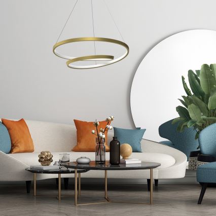 LED ljuskrona med textilsladd LUCERO LED/48W/230V guld