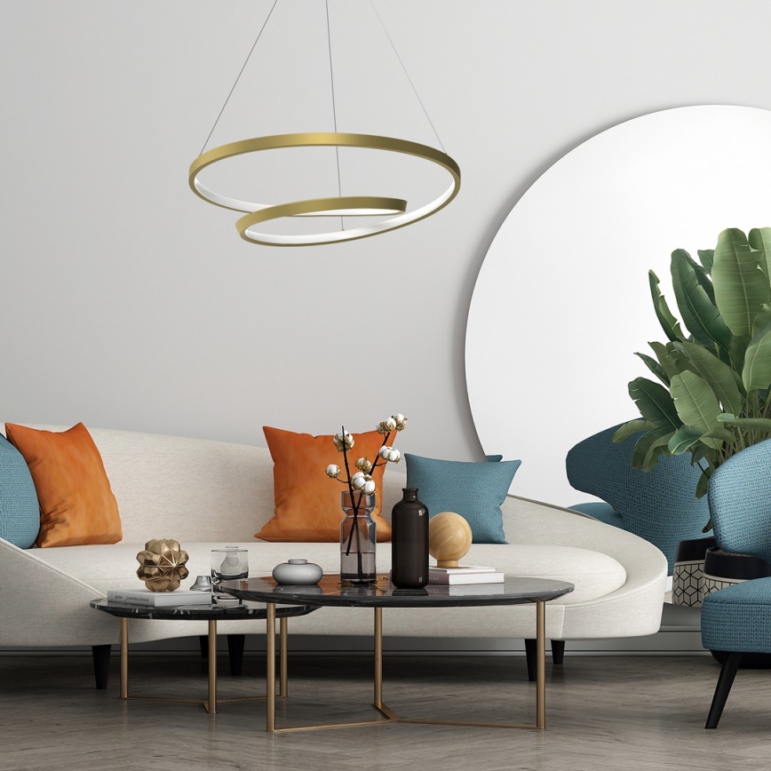 LED ljuskrona med textilsladd LUCERO LED/48W/230V guld