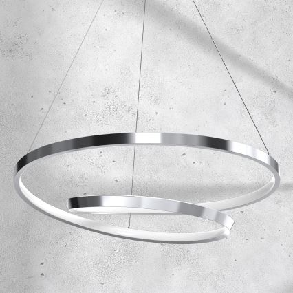 LED ljuskrona med textilsladd LUCERO LED/48W/230V skinande krom
