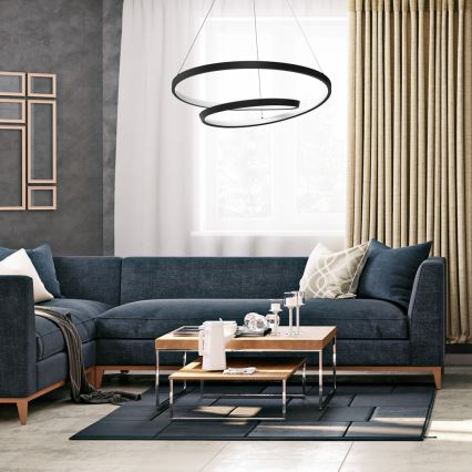 LED ljuskrona med textilsladd LUCERO LED/48W/230V svart