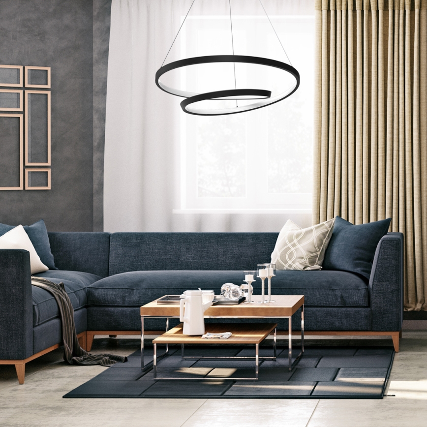 LED ljuskrona med textilsladd LUCERO LED/48W/230V svart