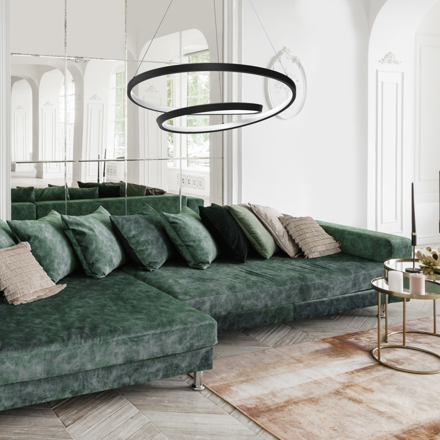LED ljuskrona med textilsladd LUCERO LED/48W/230V svart
