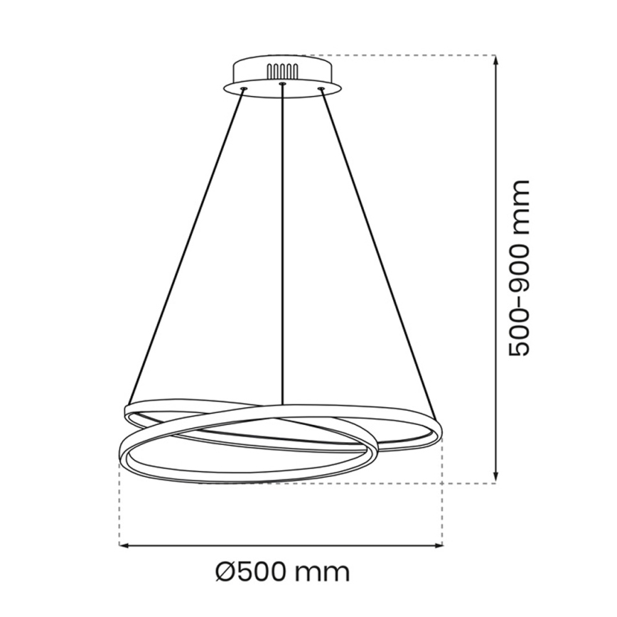 LED ljuskrona med textilsladd LUCERO LED/48W/230V svart