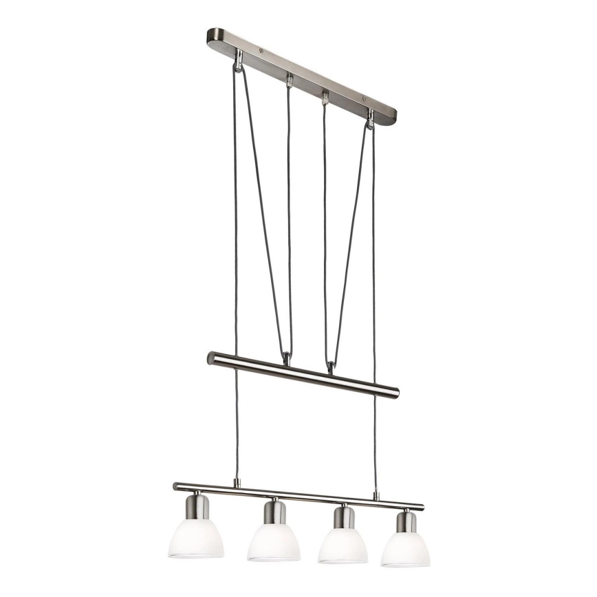 LED ljuskrona med textilsladd MATTES 4xE14/4W/230V 3000K skinande krom
