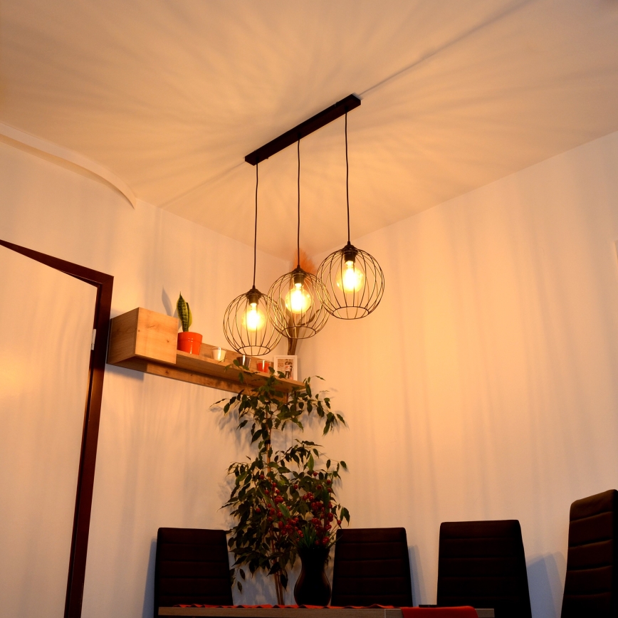 LED ljuskrona med textilsladd MERCURE 3xE27/15W/230V
