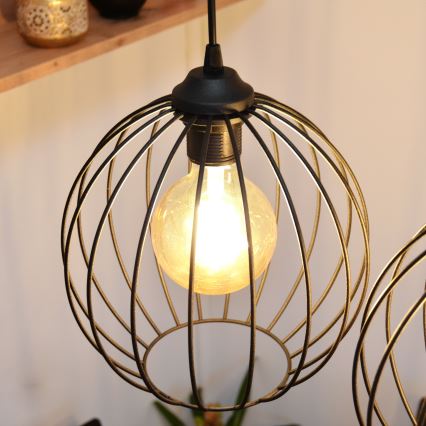 LED ljuskrona med textilsladd MERCURE 3xE27/15W/230V